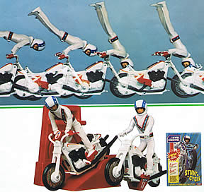 Evel doing stunts on cycle
