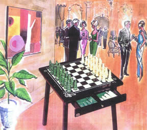 Drawing of Mandarin Chess set